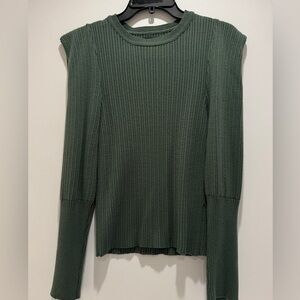 ASOS DESIGN green puff sleeve ribbed sweater
